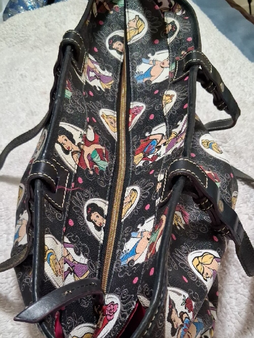Dooney & Bourke Black Disney Princess Print Tote - Picture 6 of 9